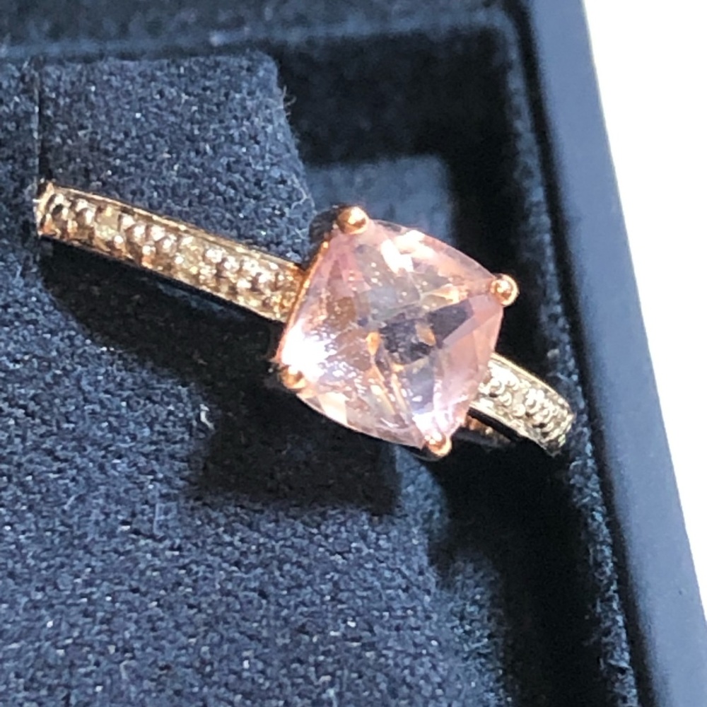 Pink amethyst and diamond rose gold ring